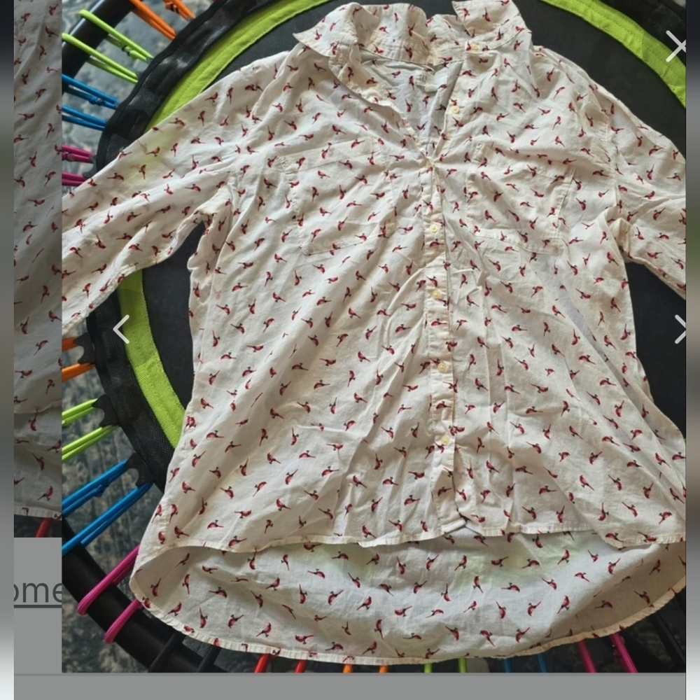 Gap airy cotton button up shirt with bird printXXL / US 20-22·Good·GAP